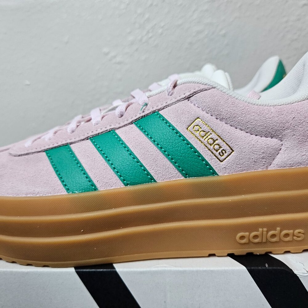 Adidas VL Court Bold Clear Pink Court Green Size 7 Womens Platform Sneaker NEW - Picture 3 of 16